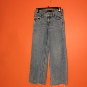 Aeropostale Blue Low Rise Wide Leg Jeans Super Soft Skater Jeans 00 0 XXS